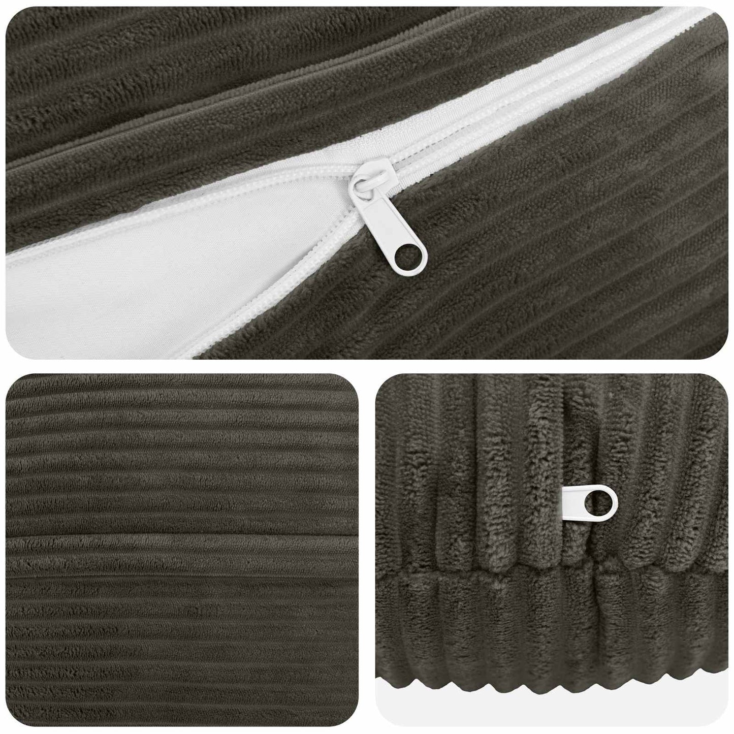 Cushion Cover 2 pcs HEERLEN Anthracite Ø 30 cm Corduroy