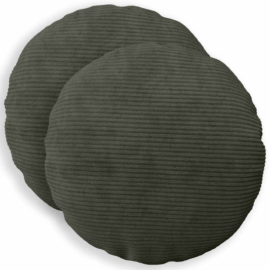 Cushion Cover 2 pcs HEERLEN Anthracite Ø 30 cm Corduroy