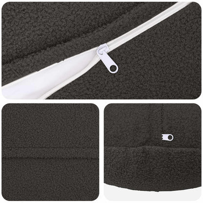 Cushion Cover 6 pcs HEERLEN Dark Grey Ø 30 cm Bouclé