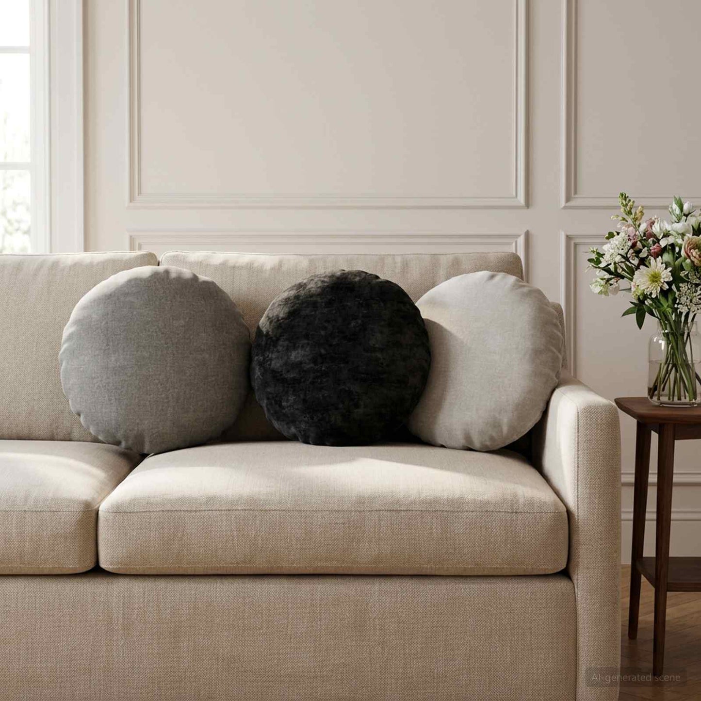 Cushion Cover 2 pcs HEERLEN Light Grey Ø 40 cm Chenille Fabric
