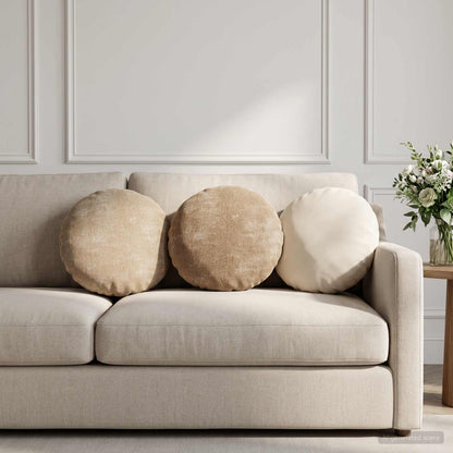 Cushion Cover 2 pcs HEERLEN Taupe Ø 40 cm Chenille Fabric