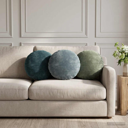 Cushion Cover 6 pcs HEERLEN Blue Ø 40 cm Chenille Fabric