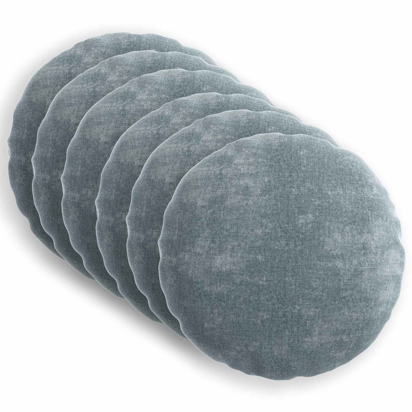 Cushion Cover 6 pcs HEERLEN Light Blue Ø 30 cm Chenille Fabric
