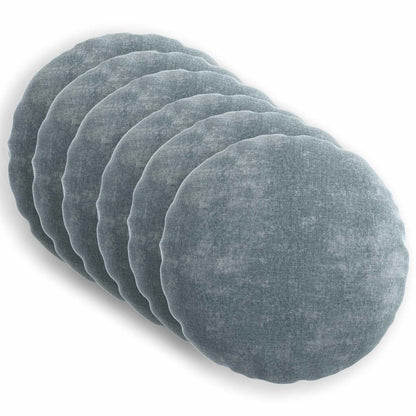Cushion Cover 6 pcs HEERLEN Light Blue Ø 30 cm Chenille Fabric