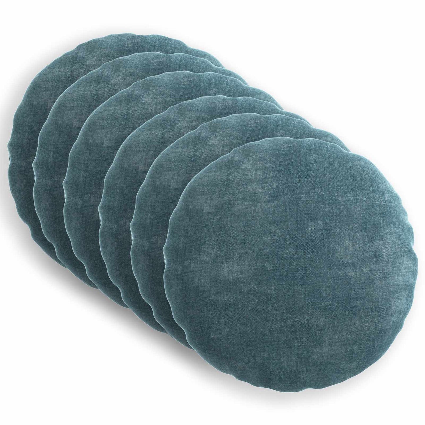 Cushion Cover 6 pcs HEERLEN Blue Ø 30 cm Chenille Fabric