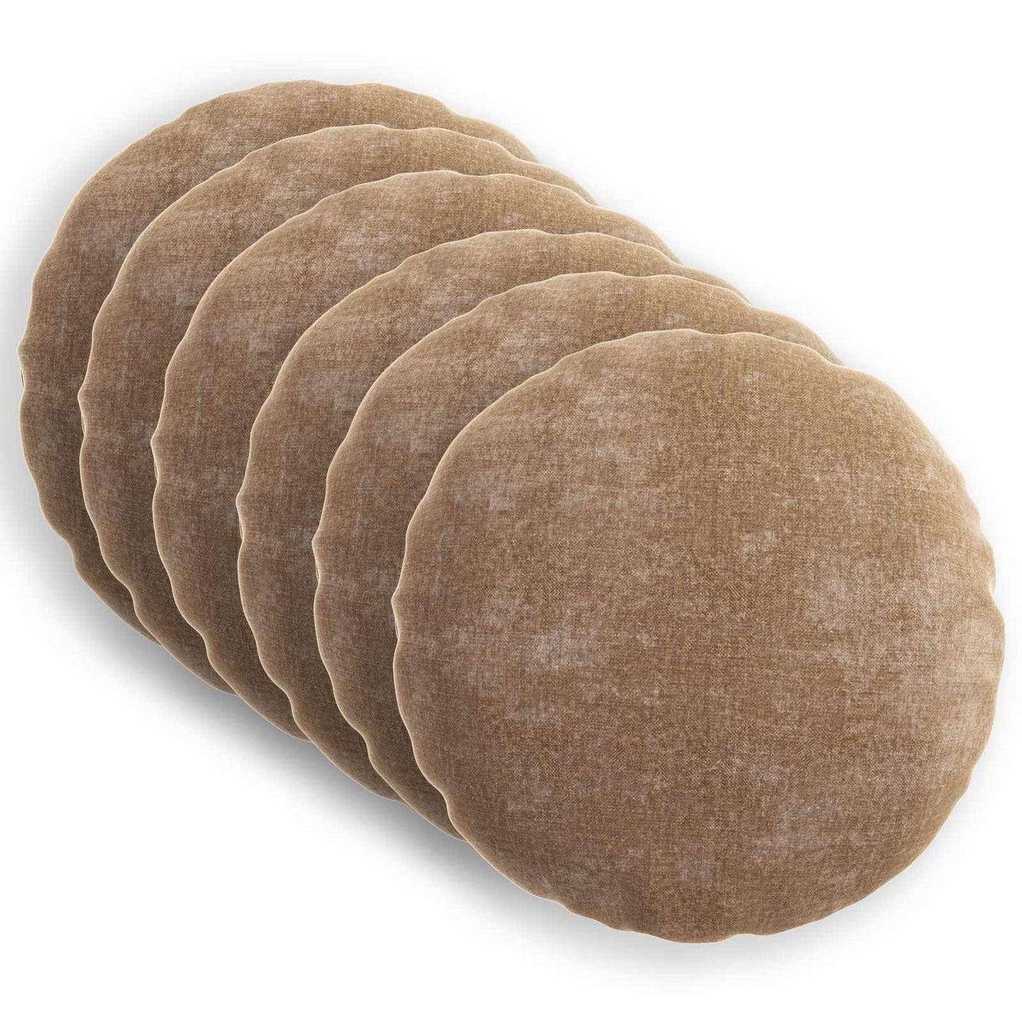 Cushion Cover 6 pcs HEERLEN Brown Ø 30 cm Chenille Fabric