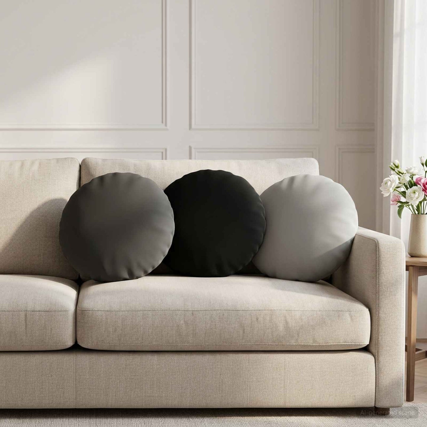 Cushion Cover 2 pcs HEERLEN Black Ø 40 cm Polyester