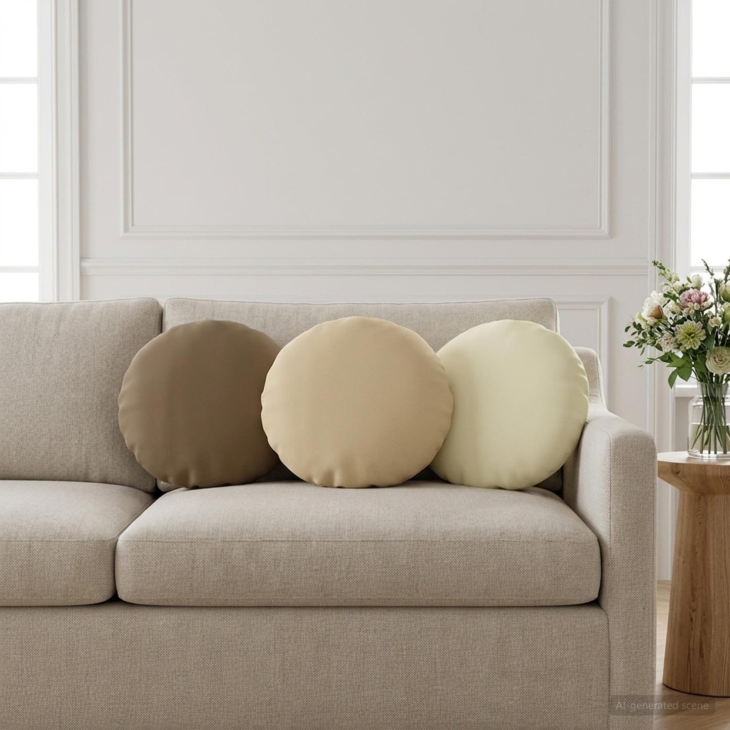 Cushion Cover 6 pcs HEERLEN Taupe Ø 40 cm Polyester