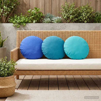 Cushion Cover 6 pcs HEERLEN Turquoise Ø 40 cm Polyester