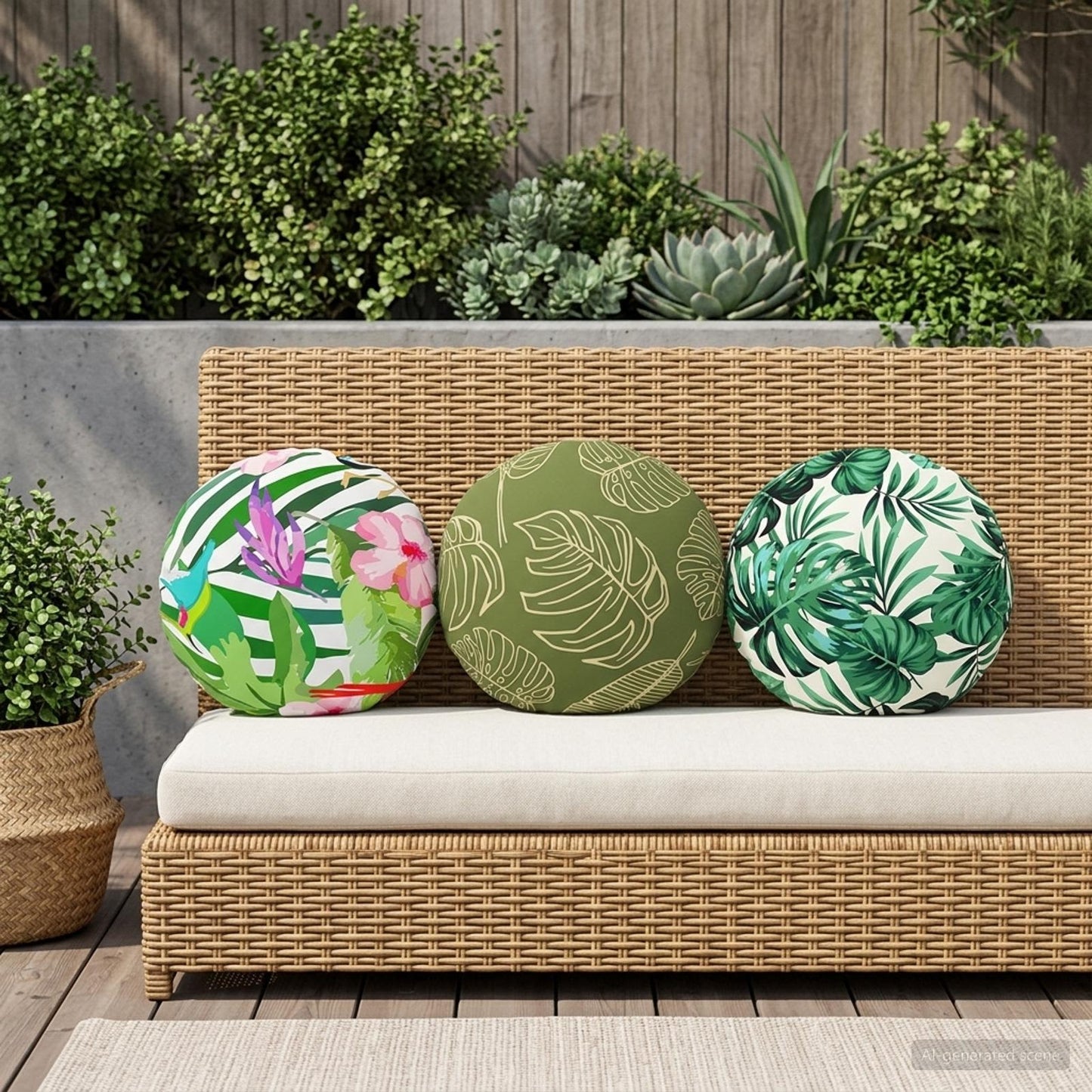 Cushion Cover 6 pcs HEERLEN Leaf Design Ø 40 cm Polyester