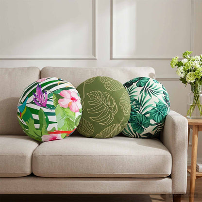 Cushion Cover 2 pcs HEERLEN Leaf Pattern Ø 40 cm Polyester
