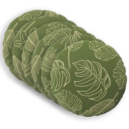 Cushion Cover 6 pcs HEERLEN Leaf Design Ø 30 cm Polyester