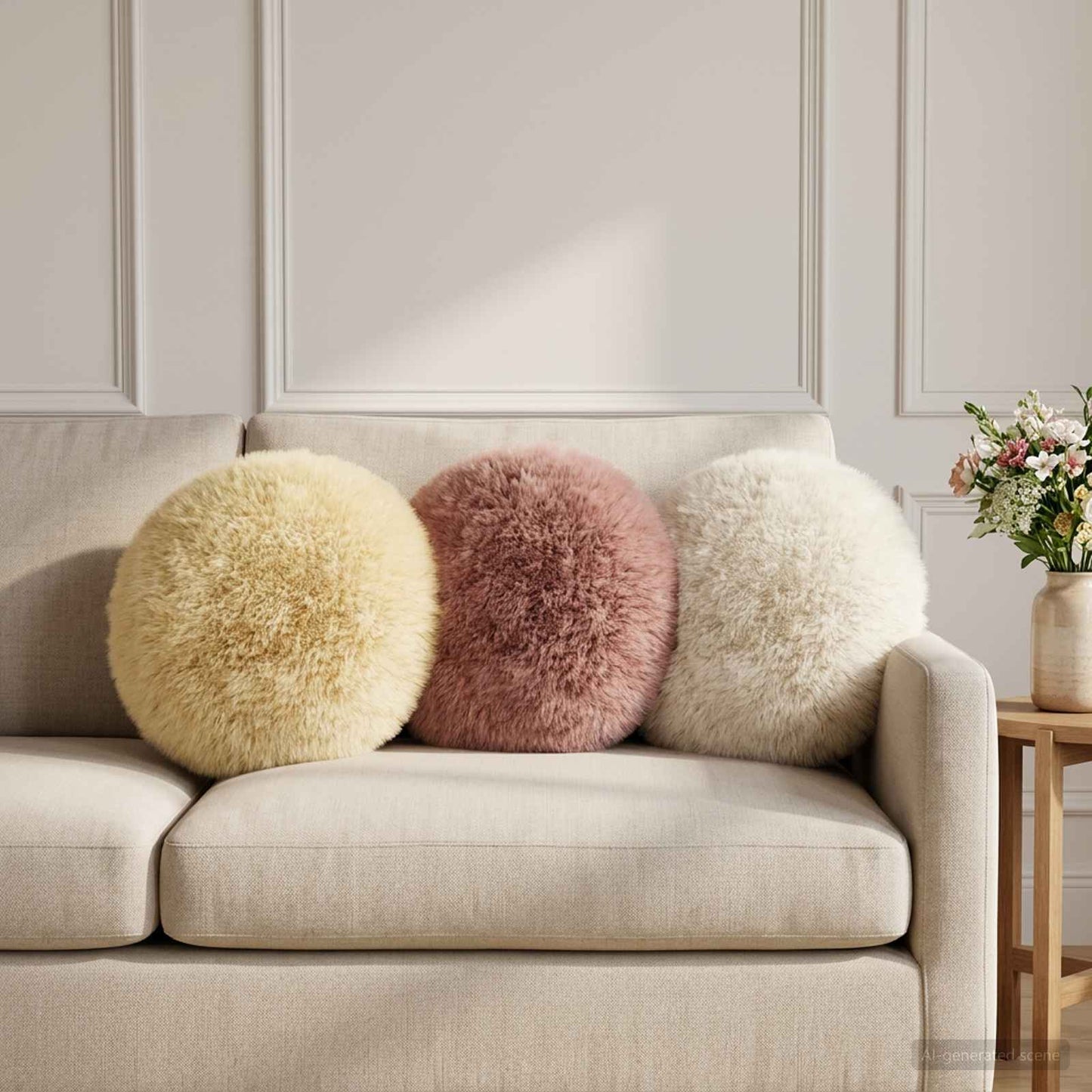 Cushion Cover 2 pcs HEERLEN Pink Ø 40 cm PV Fleece