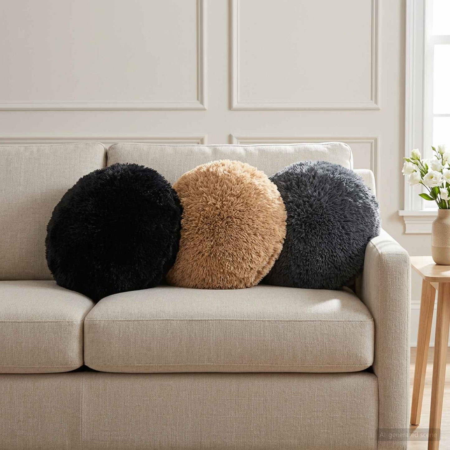 Cushion Cover 2 pcs HEERLEN Black Ø 30 cm PV Fleece