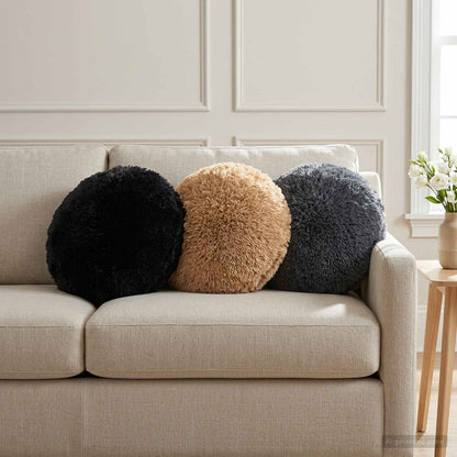 Cushion Cover 6 pcs HEERLEN Taupe Ø 40 cm PV Fleece