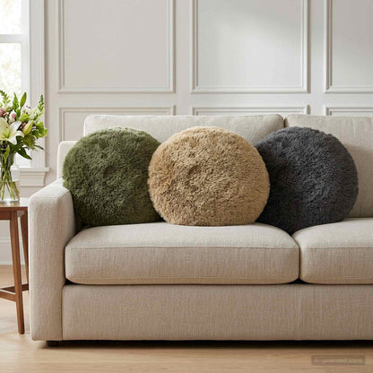 Cushion Cover 6 pcs HEERLEN Light Green Ø 30 cm PV Fleece