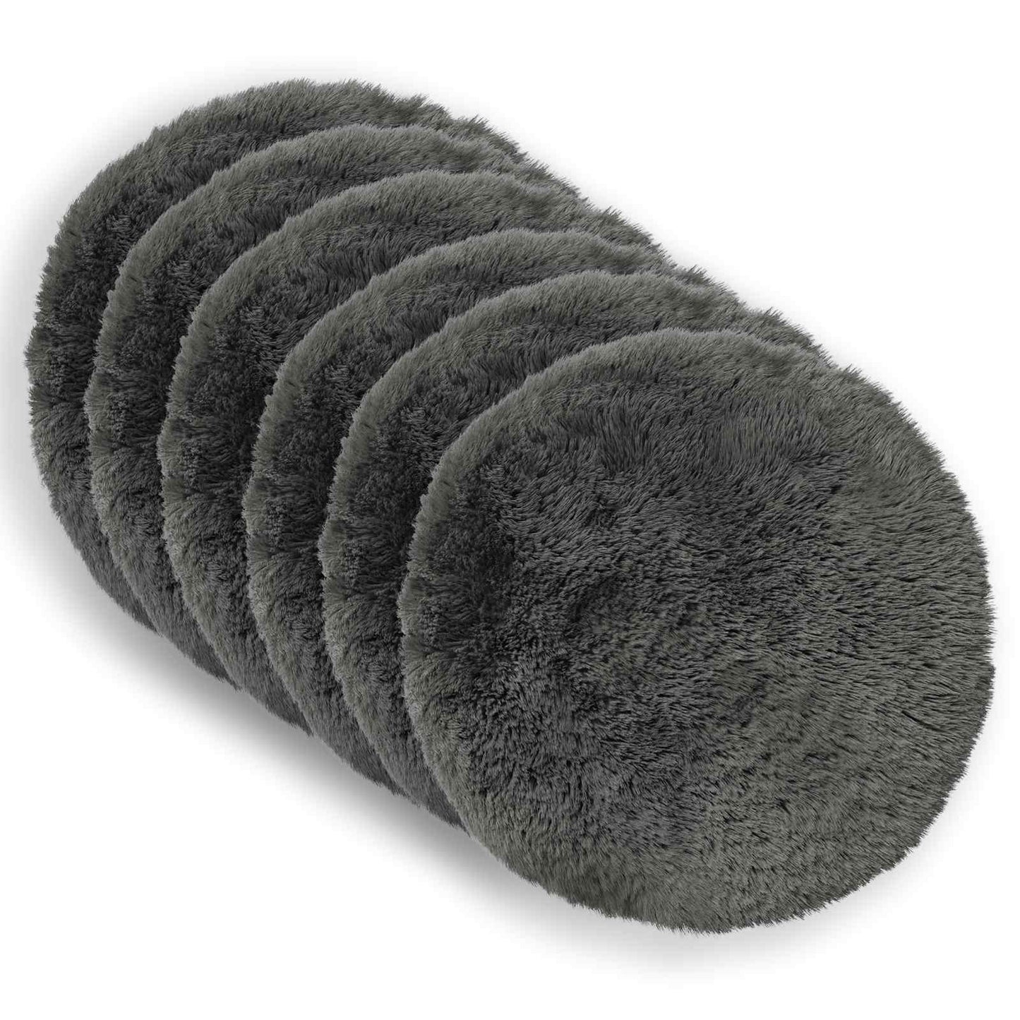Cushion Cover 6 pcs HEERLEN Light Grey Ø 30 cm PV Fleece