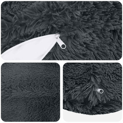 Cushion Cover 6 pcs HEERLEN Anthracite Ø 30 cm PV Fleece