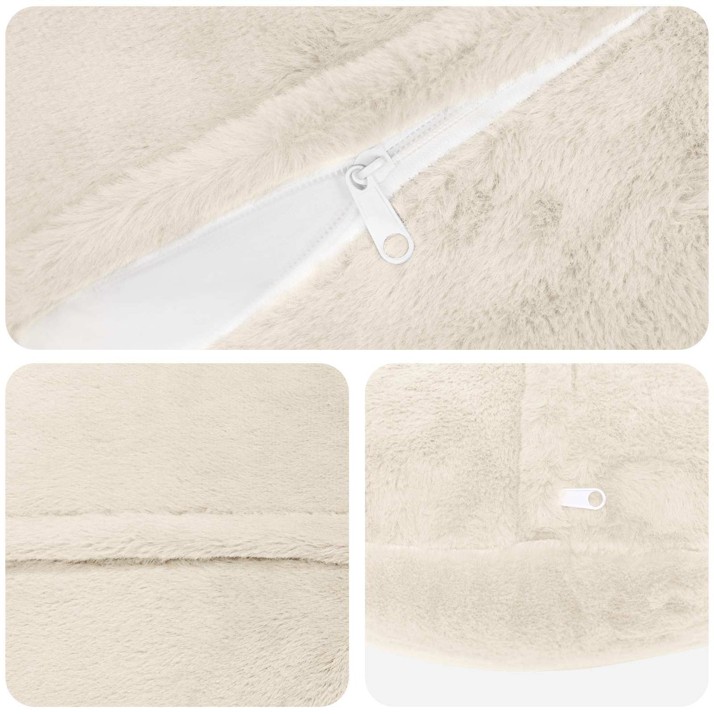 Cushion Cover 6 pcs HEERLEN White Ø 30 cm Faux Rabbit Fur