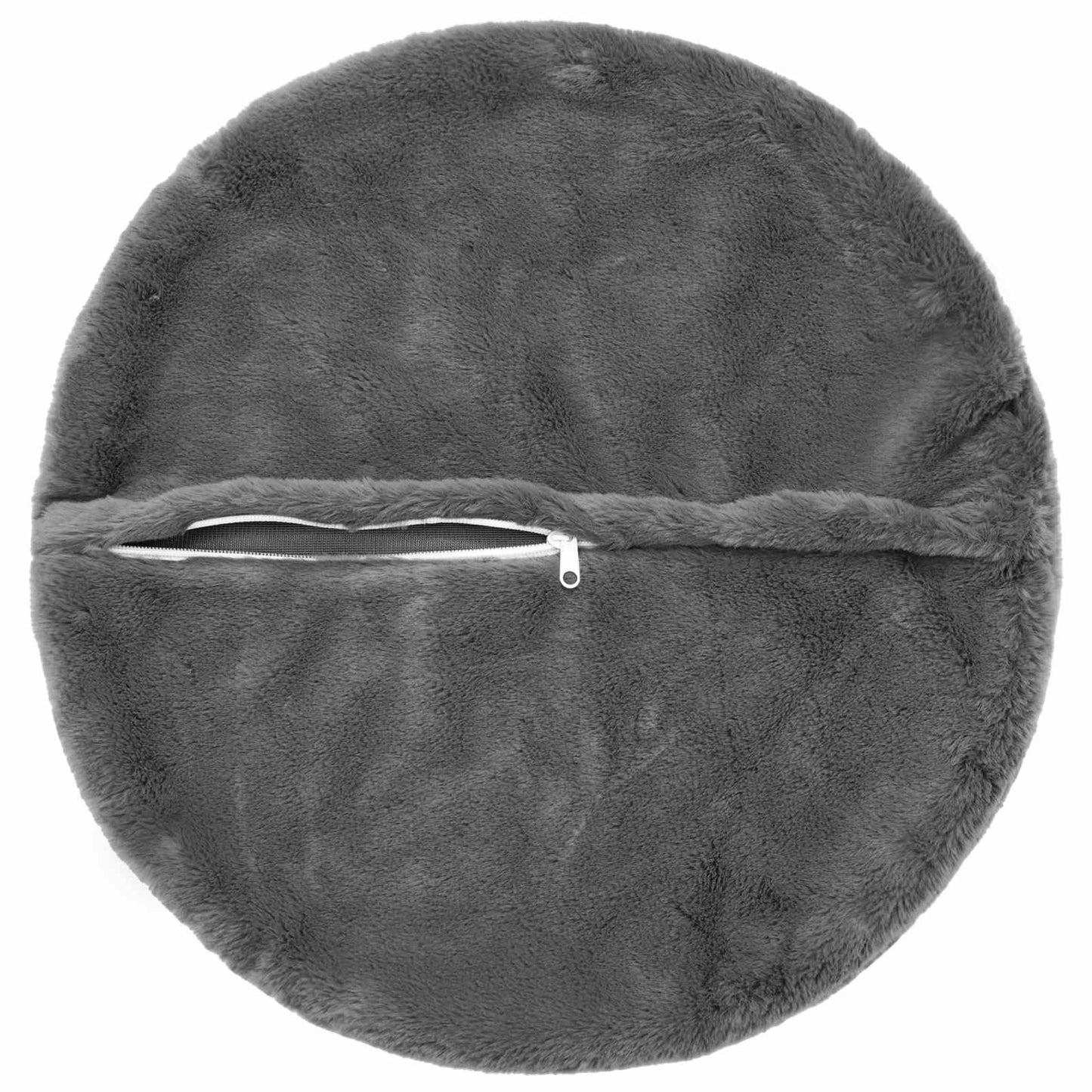 Cushion Cover 6 pcs HEERLEN Dark Grey Ø 30 cm Faux Rabbit Fur