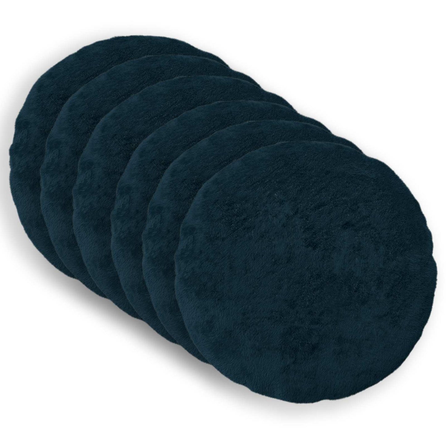 Cushion Cover 6 pcs HEERLEN Navy Blue Ø 30 cm Faux Rabbit Fur