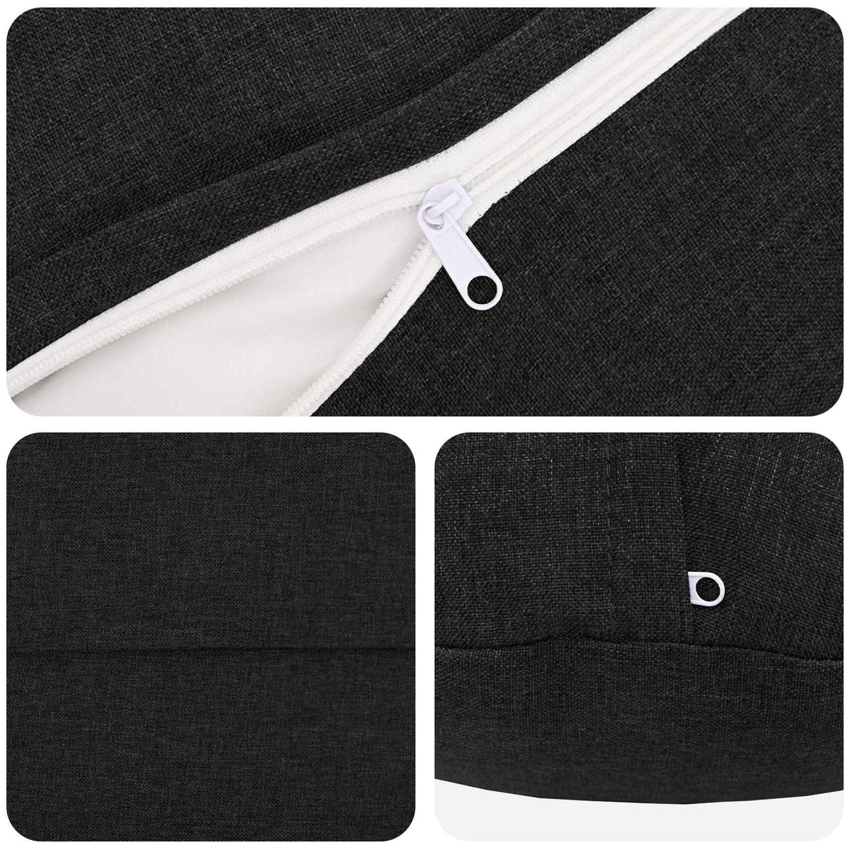 Cushion Cover 2 pcs HEERLEN Black Ø 40 cm Fabric