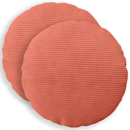 Cushion Cover 2 pcs HEERLEN Red Orange Ø 40 cm Corduroy