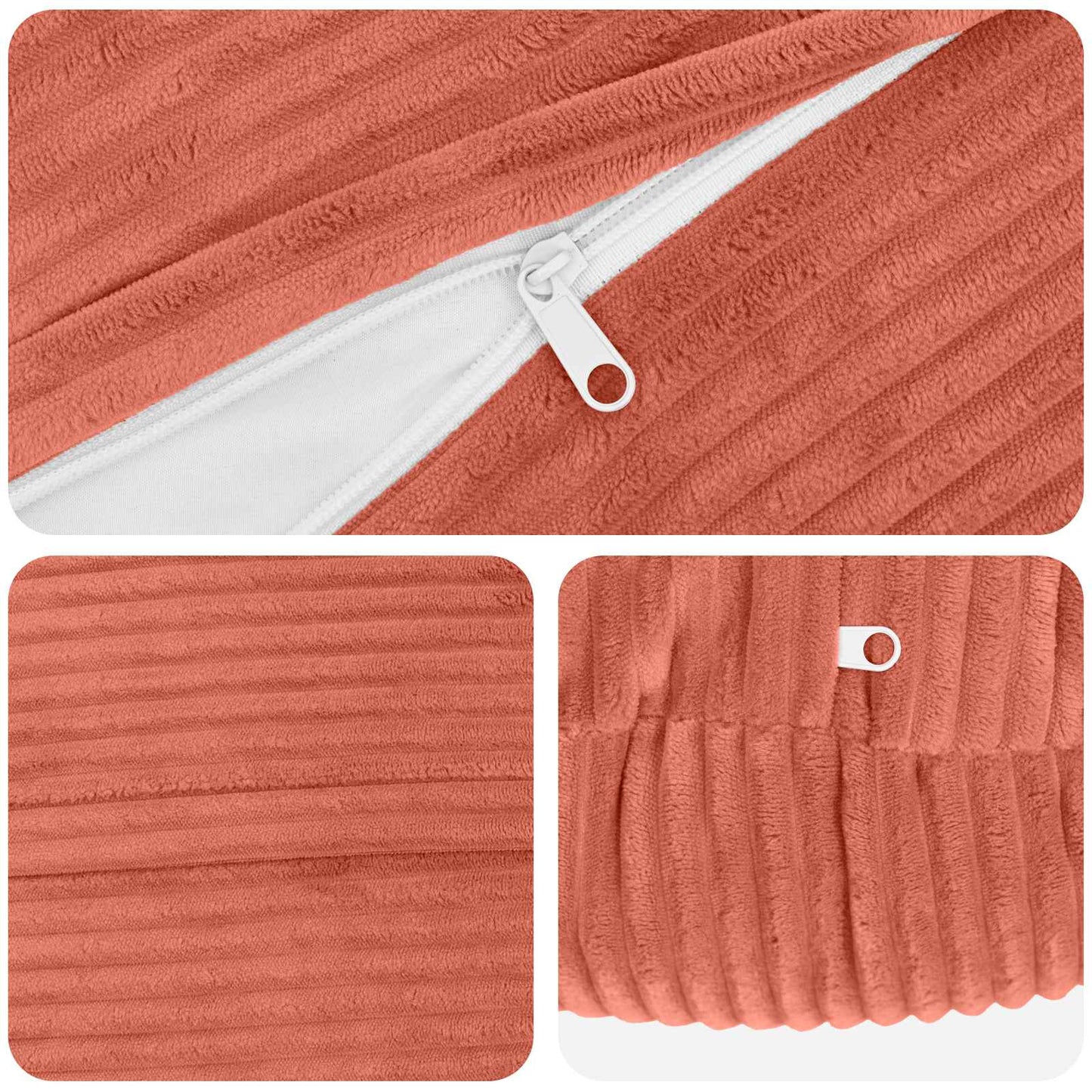 Cushion Cover 6 pcs HEERLEN Red Orange Ø 40 cm Corduroy