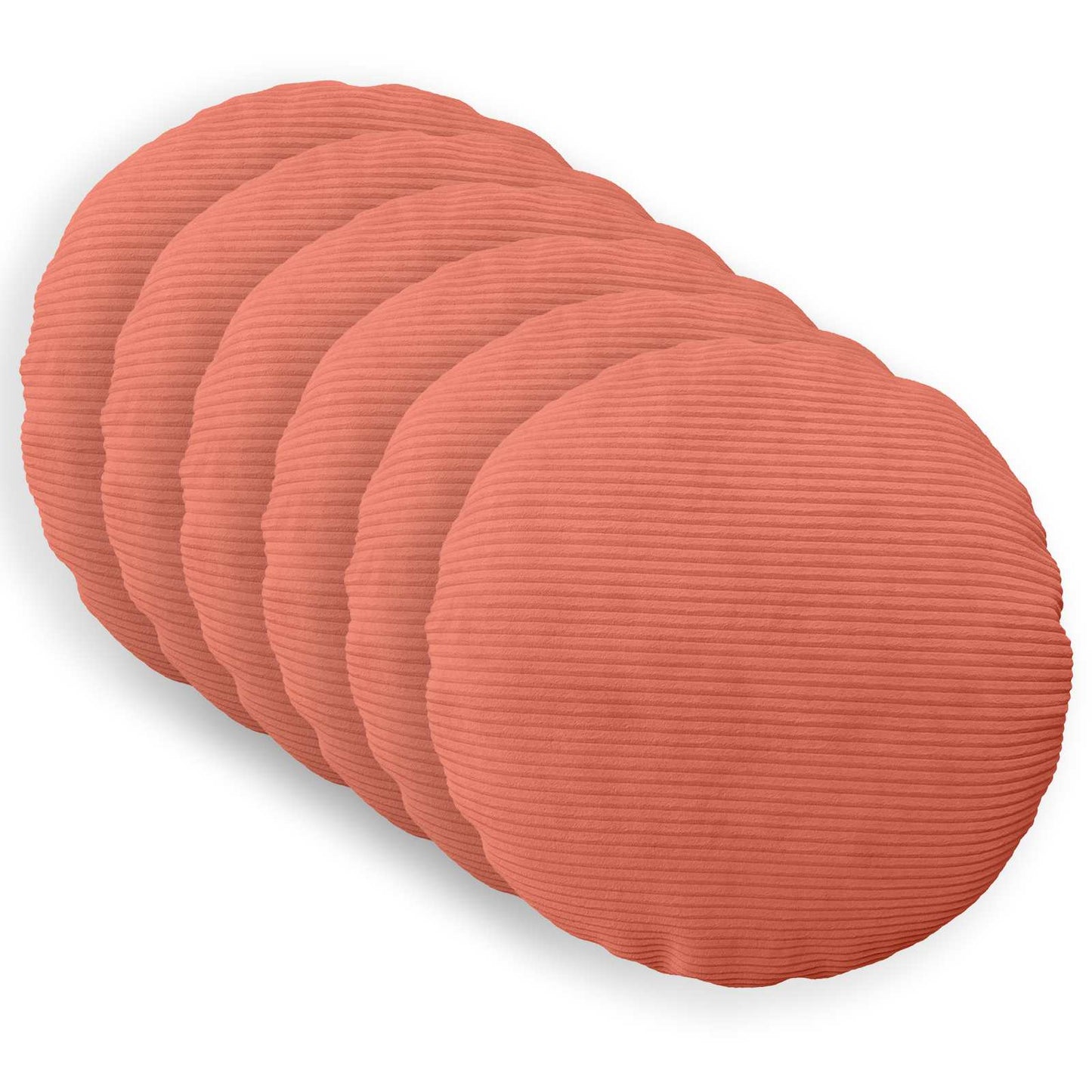 Cushion Cover 6 pcs HEERLEN Red Orange Ø 40 cm Corduroy