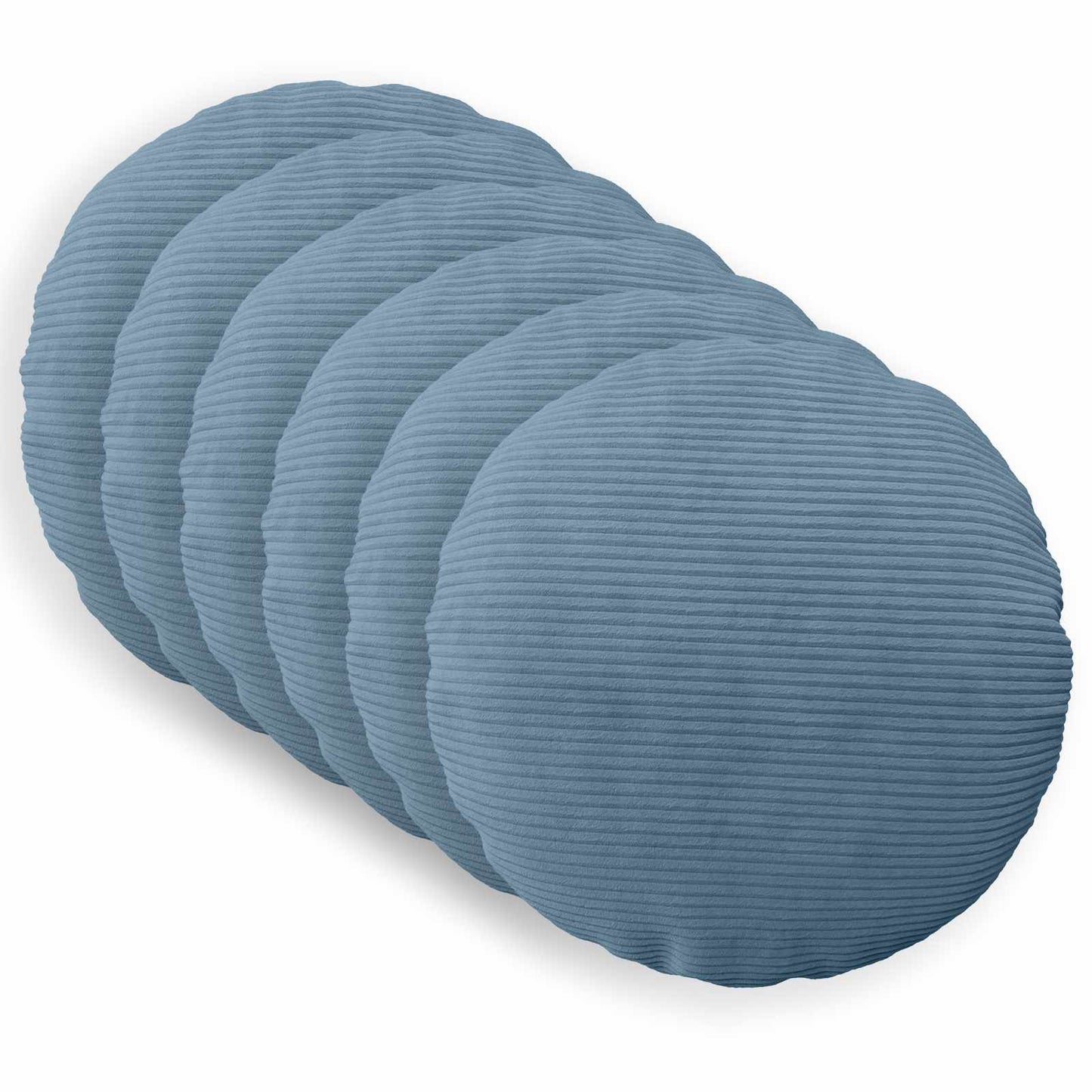 Cushion Cover 6 pcs HEERLEN Blue Ø 40 cm Corduroy