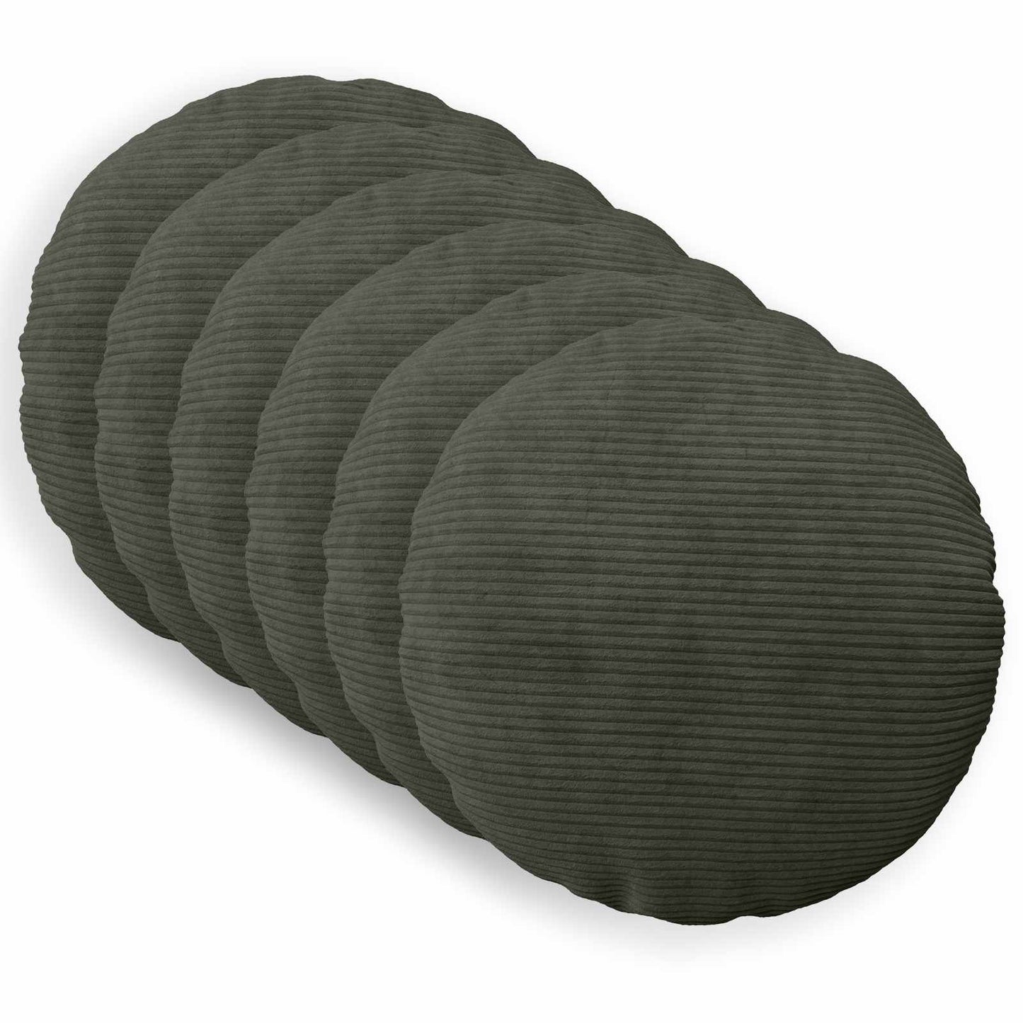Cushion Cover 6 pcs HEERLEN Anthracite Ø 40 cm Corduroy