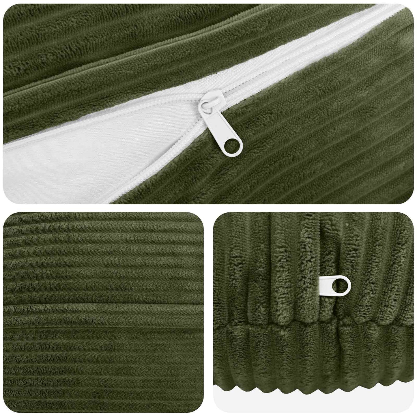 Cushion Cover 2 pcs HEERLEN Green Ø 40 cm Corduroy
