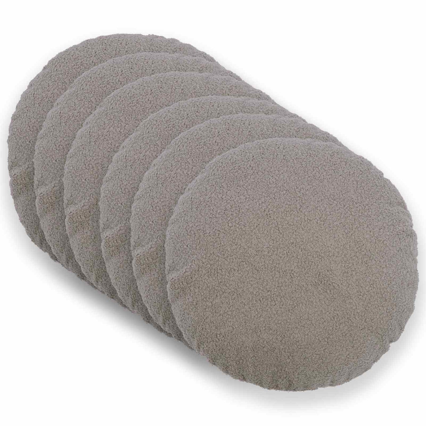 Cushion Cover 6 pcs HEERLEN Light Grey Ø 40 cm Bouclé