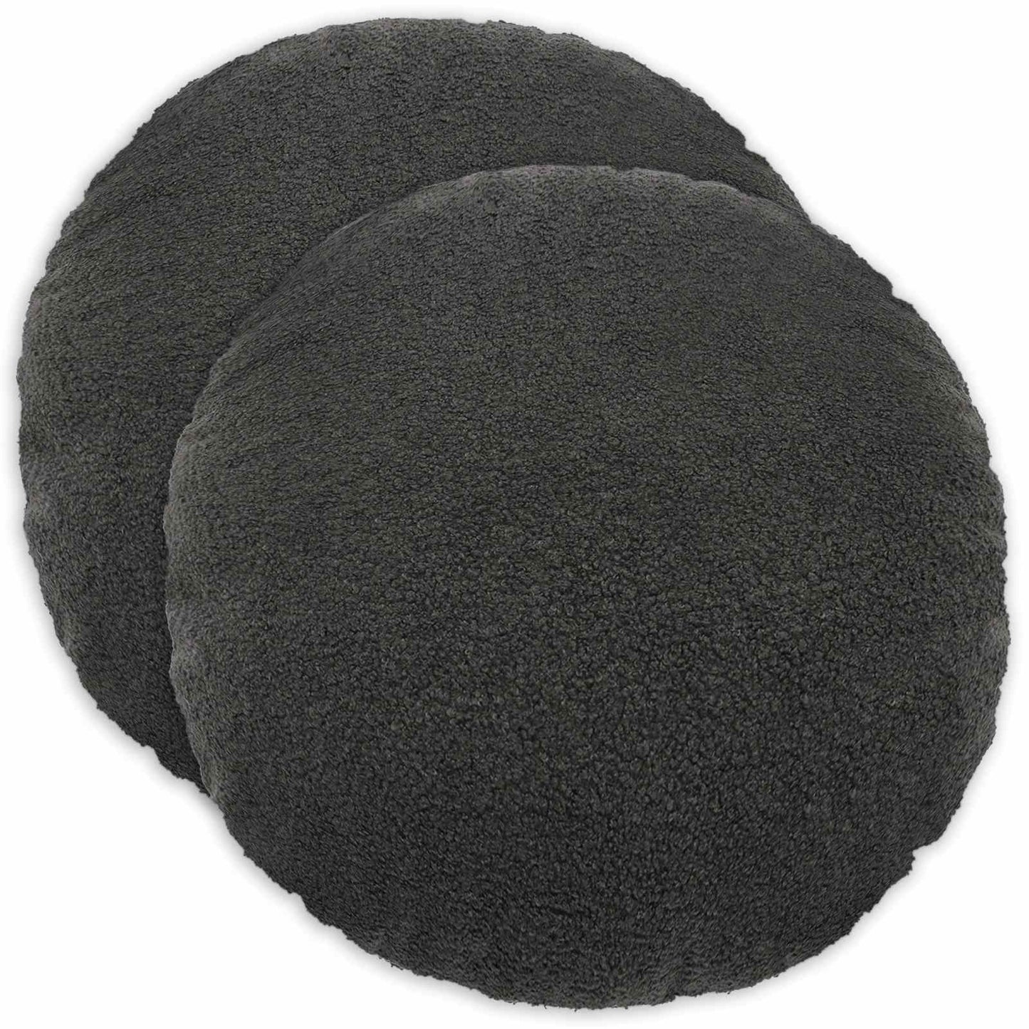 Cushion Cover 2 pcs HEERLEN Dark Grey Ø 40 cm Bouclé