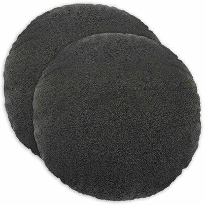 Cushion Cover 2 pcs HEERLEN Dark Grey Ø 40 cm Bouclé