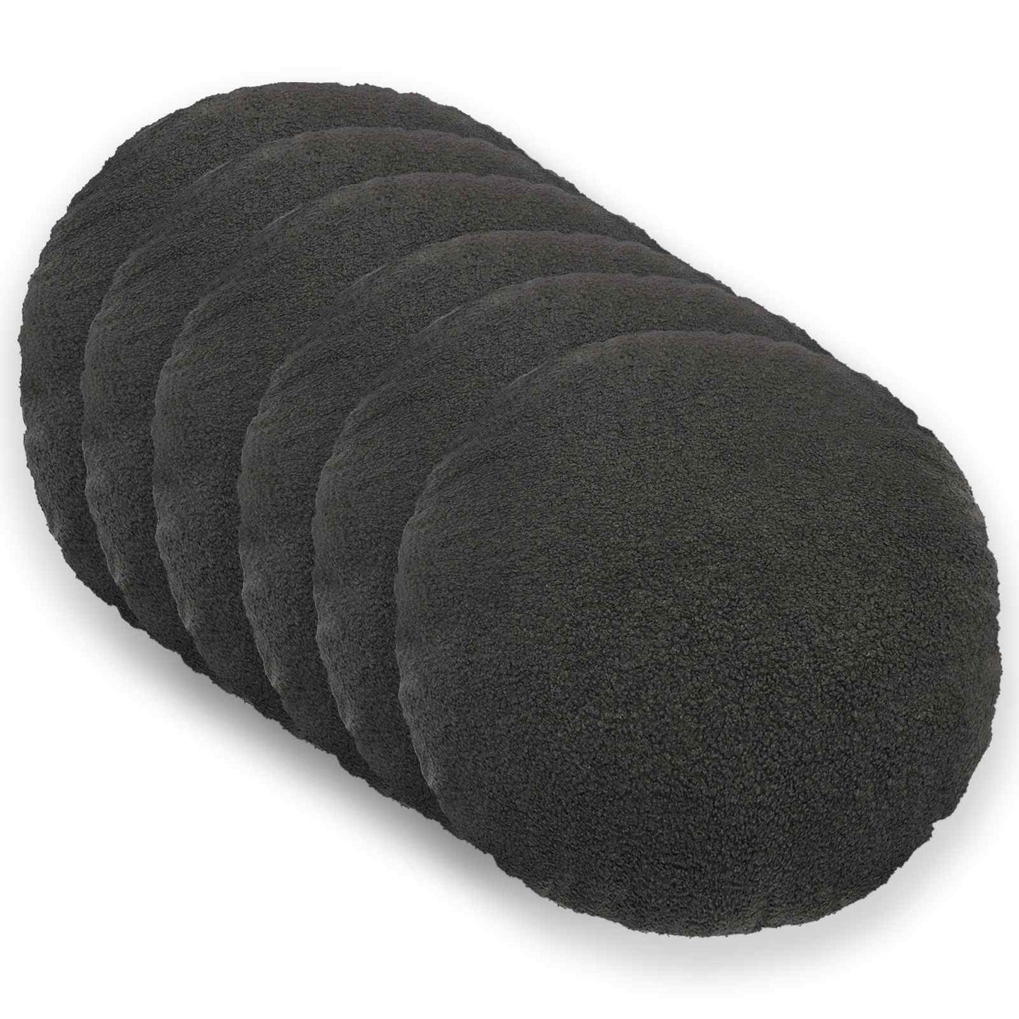 Cushion Cover 6 pcs HEERLEN Dark Grey Ø 40 cm Bouclé