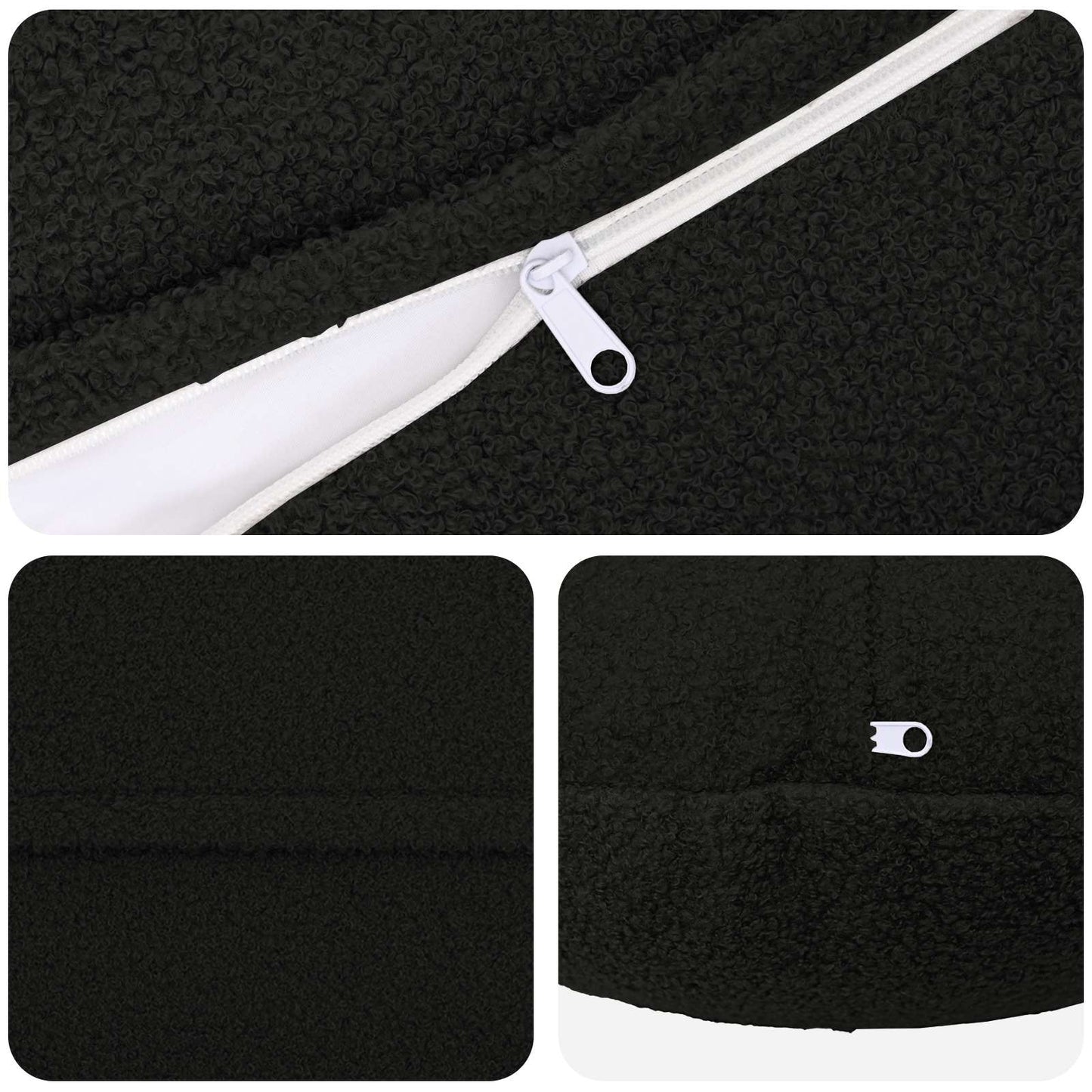 Cushion Cover 6 pcs HEERLEN Black Ø 40 cm Bouclé