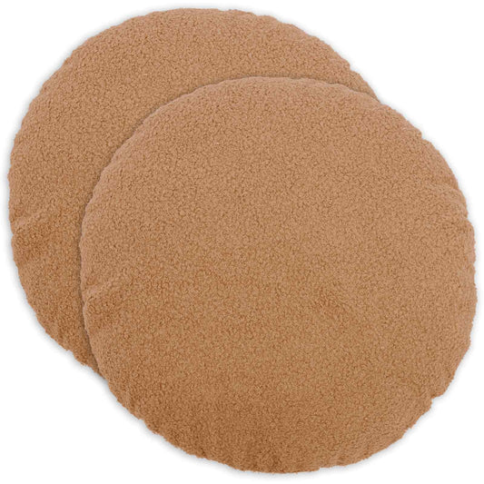 Cushion Cover 2 pcs HEERLEN Beige Ø 40 cm Bouclé