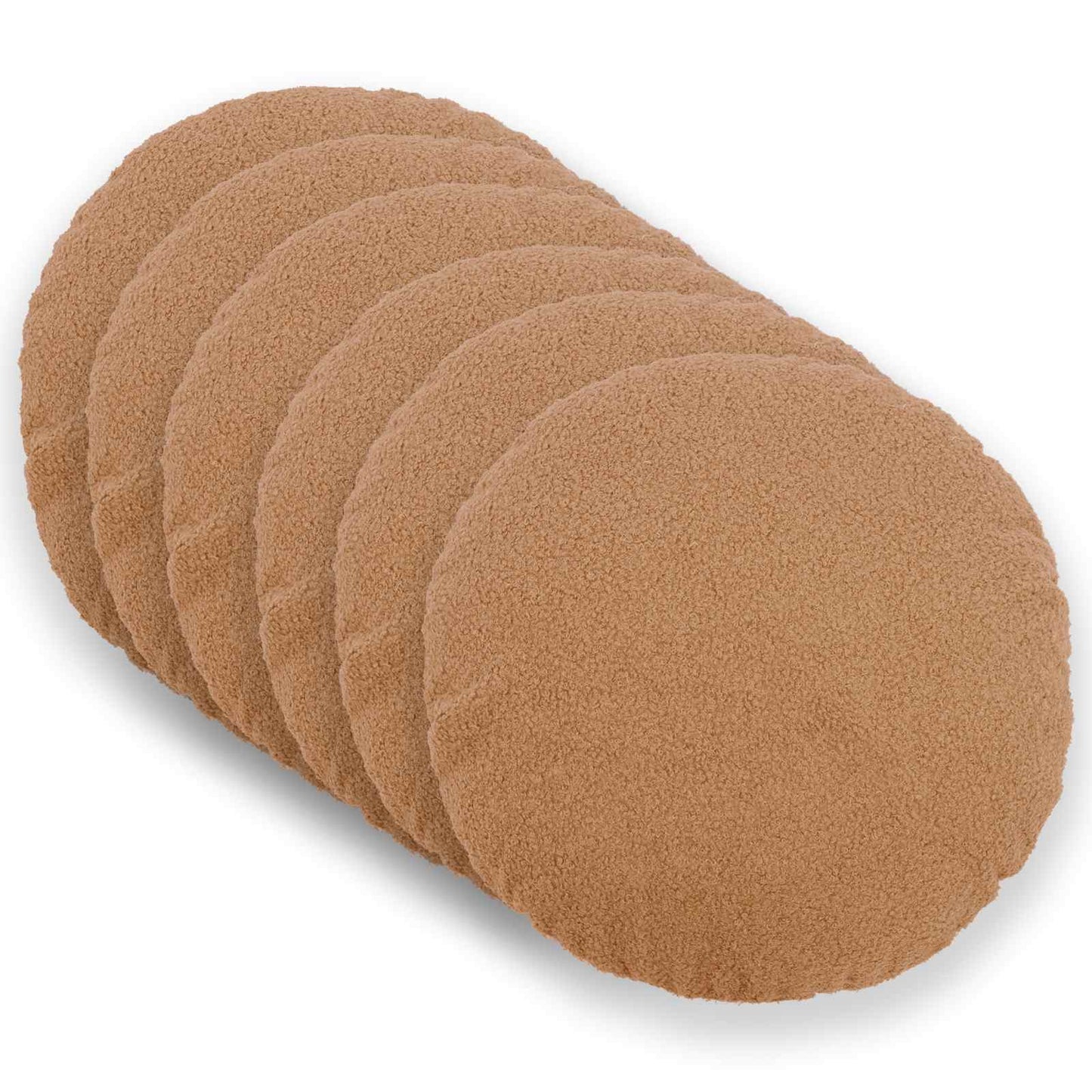 Cushion Cover 6 pcs HEERLEN Beige Ø 40 cm Bouclé