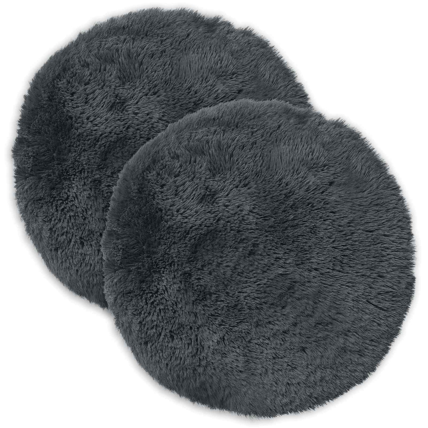 Cushion Cover 2 pcs HEERLEN Anthracite Ø 40 cm PV Fleece