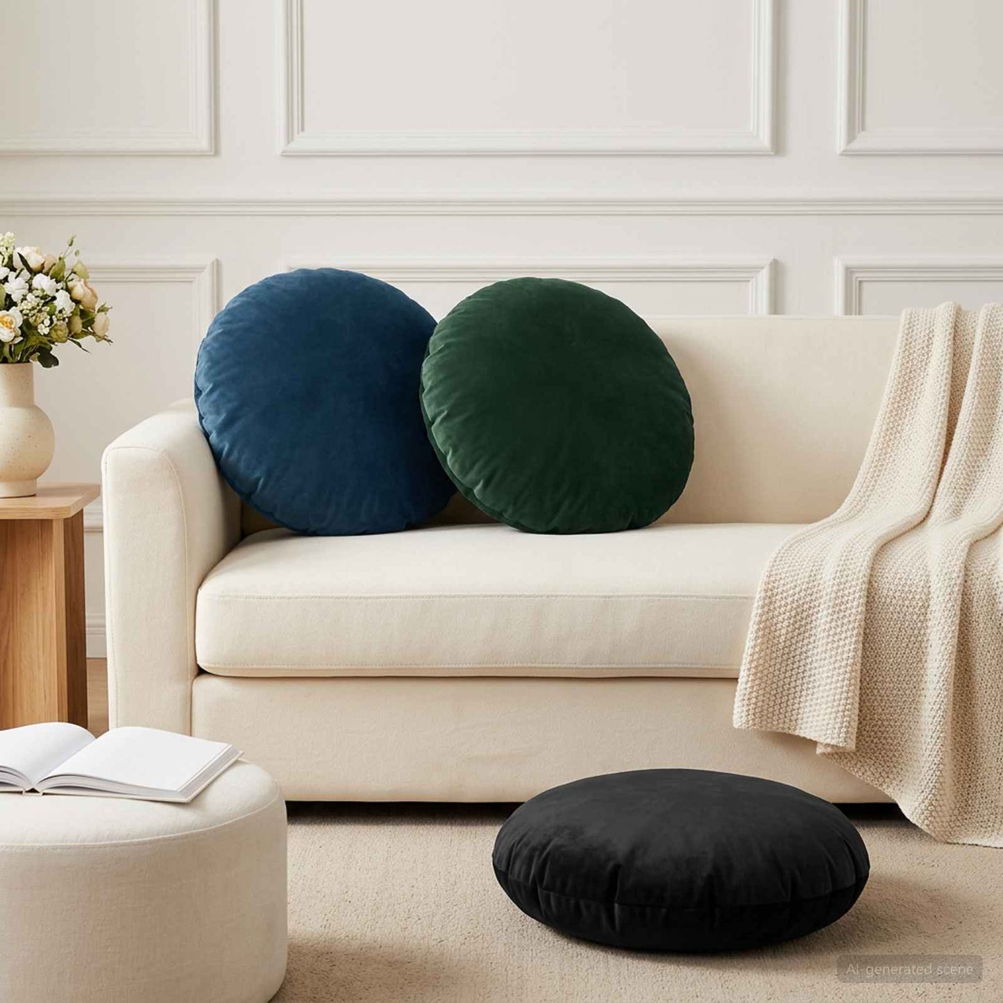 Cushion Cover 2 pcs HEERLEN Dark Green Ø 50 cm Velvet