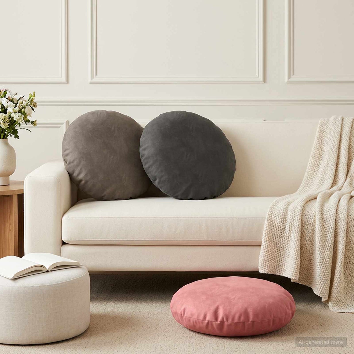 Cushion Cover 2 pcs HEERLEN Pink Ø 60 cm Velvet