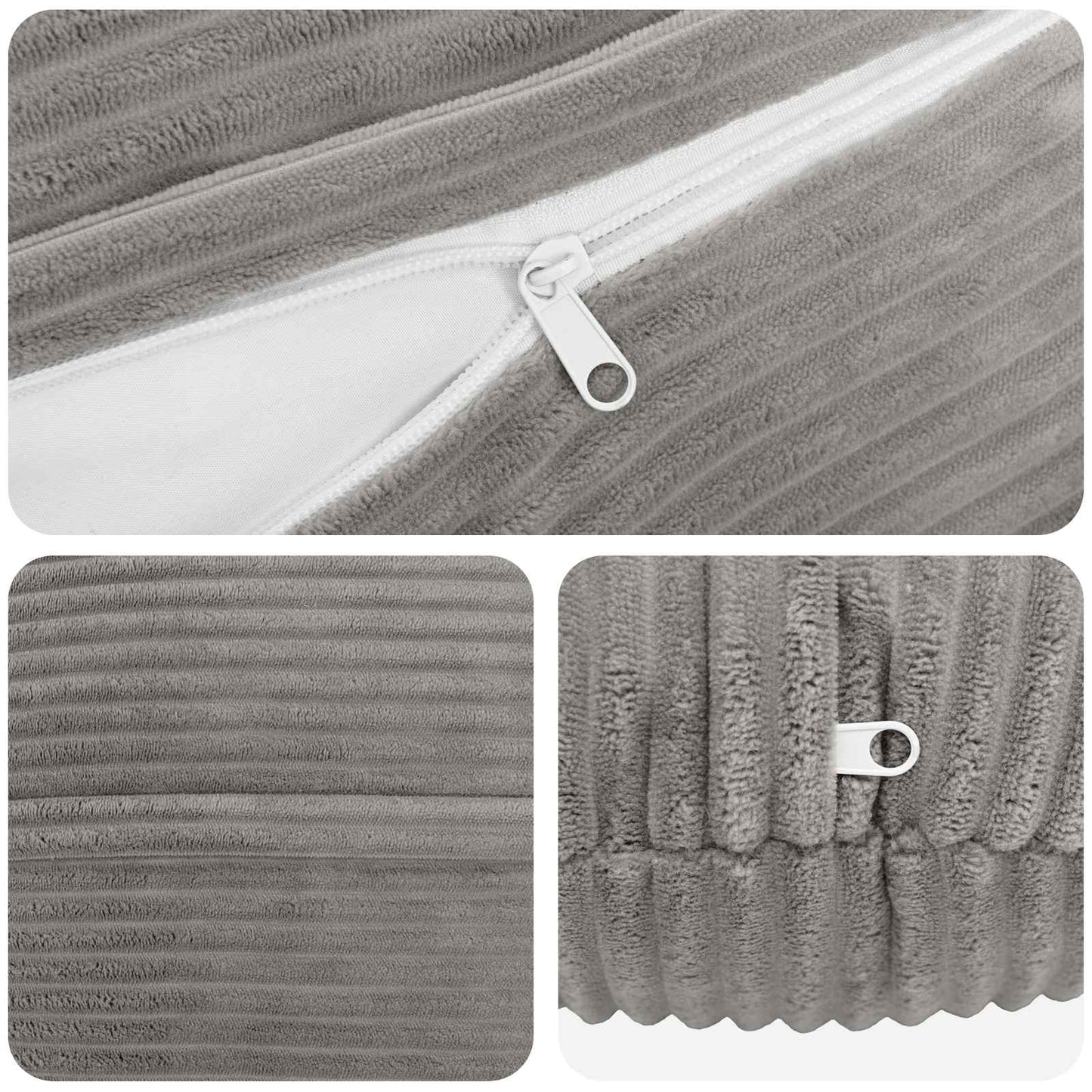Cushion Cover 2 pcs HEERLEN Light Grey Ø 50 cm Corduroy