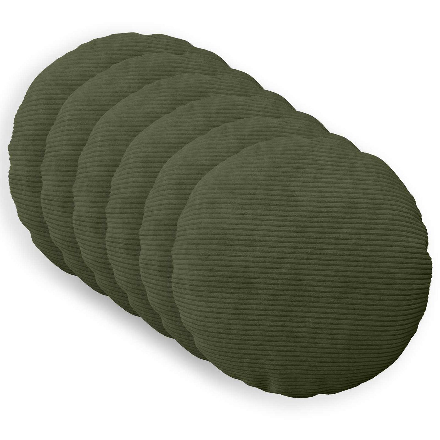 Cushion Cover 6 pcs HEERLEN Green Ø 50 cm Corduroy