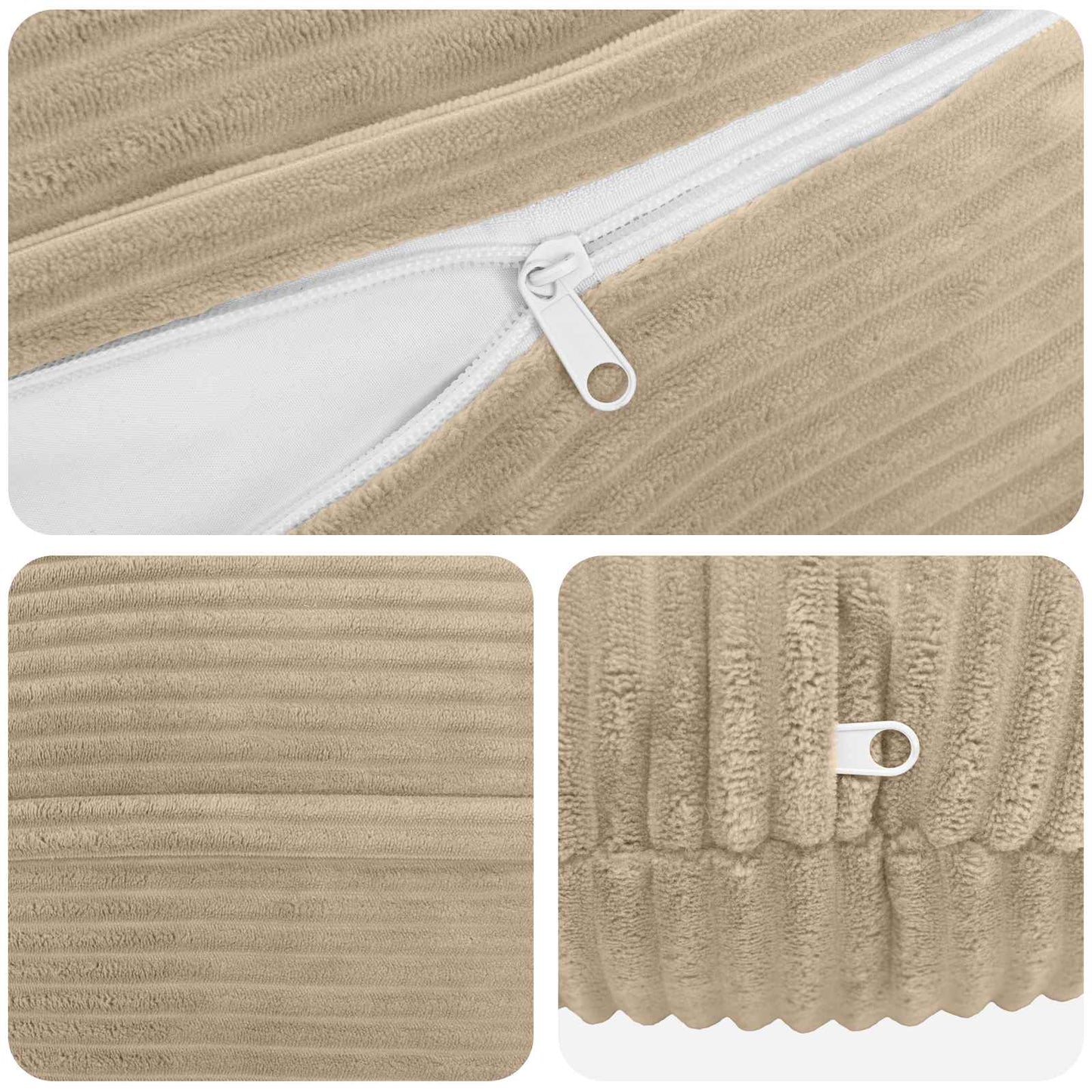 Cushion Cover 2 pcs HEERLEN Taupe Ø 50 cm Corduroy