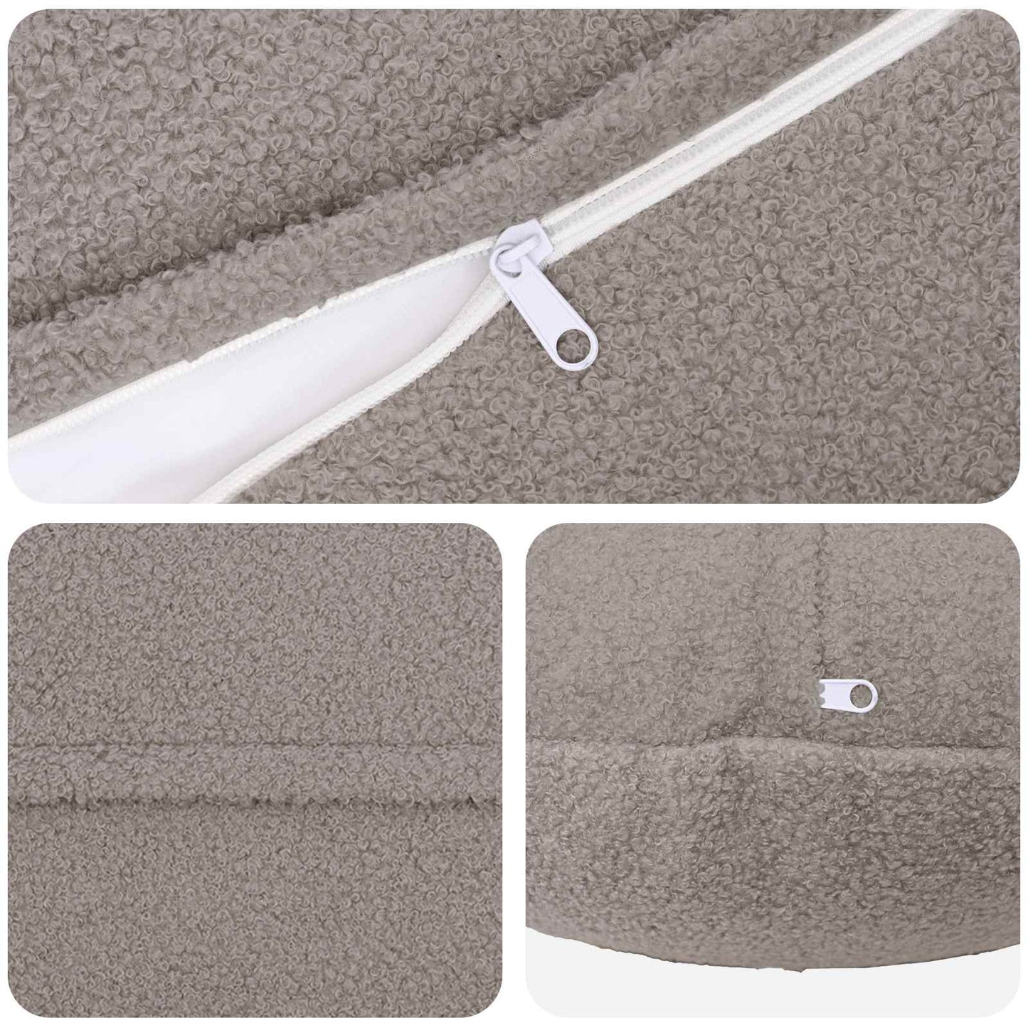 Cushion Cover 6 pcs HEERLEN Light Grey Ø 50 cm Bouclé