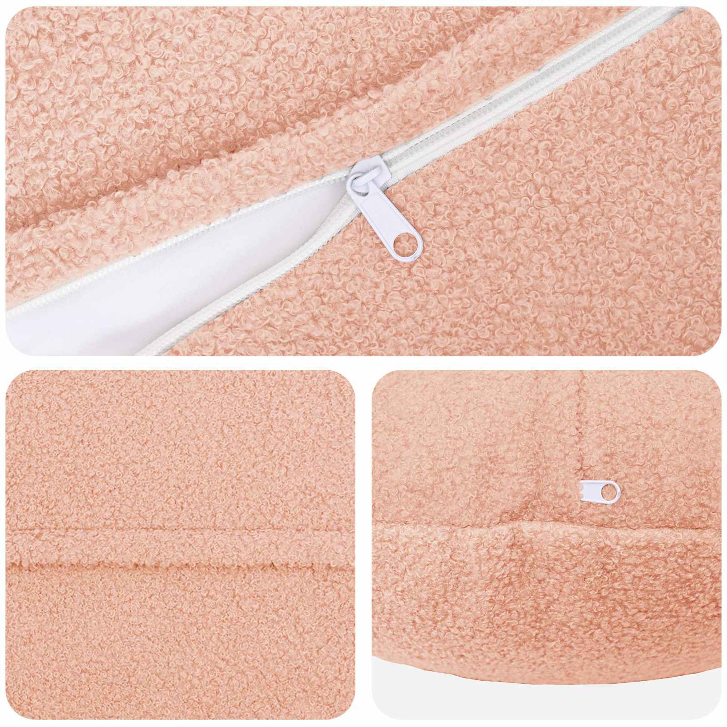 Cushion Cover 2 pcs HEERLEN Pink Ø 50 cm Bouclé