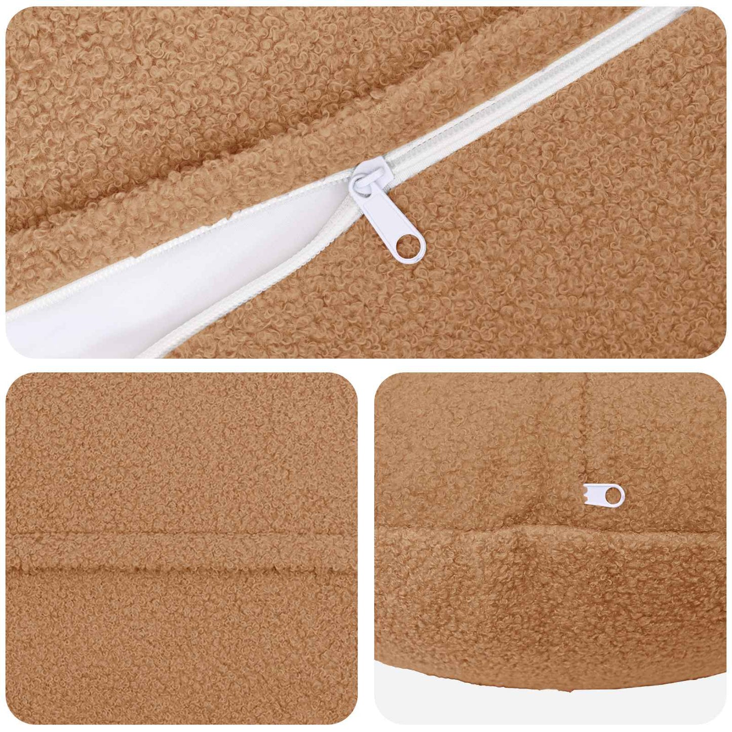 Cushion Cover 6 pcs HEERLEN Beige Ø 50 cm Bouclé