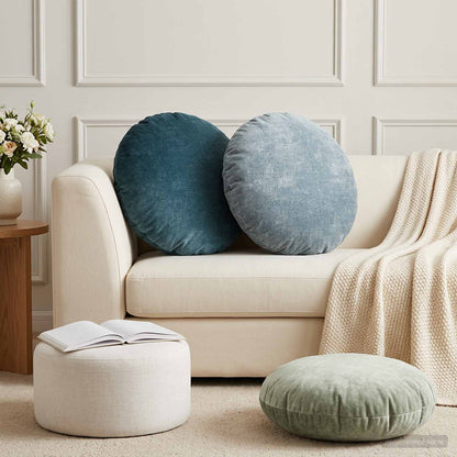 Cushion Cover 2 pcs HEERLEN Light Blue Ø 50 cm Chenille Fabric