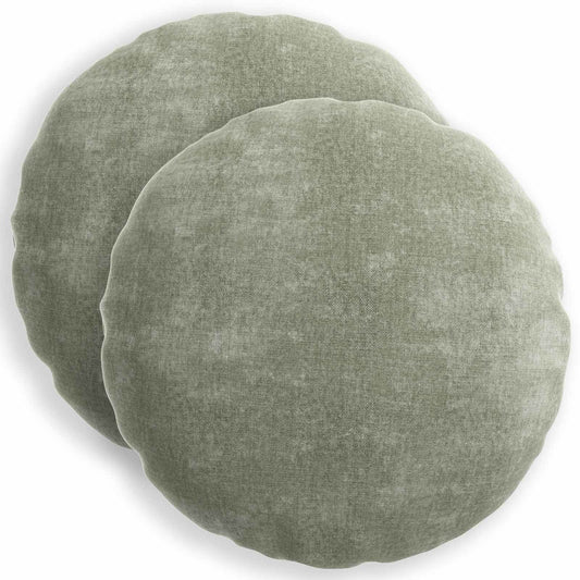 Cushion Cover 2 pcs HEERLEN Green Ø 50 cm Chenille Fabric